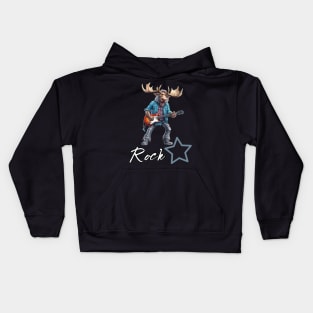 Rockstar Guitar Moose Music Kids Hoodie